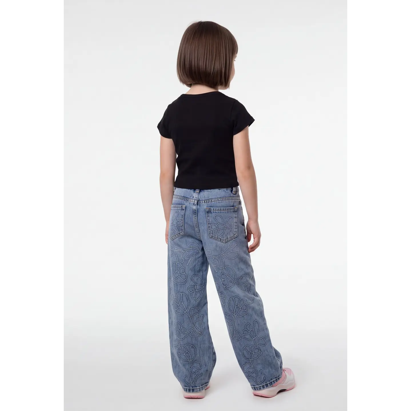 Polera Rib Perlas Niña Negro 2