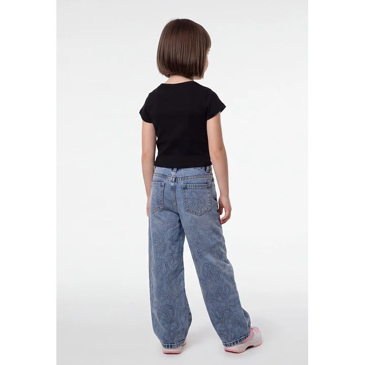 Polera Rib Perlas Niña Negro 2