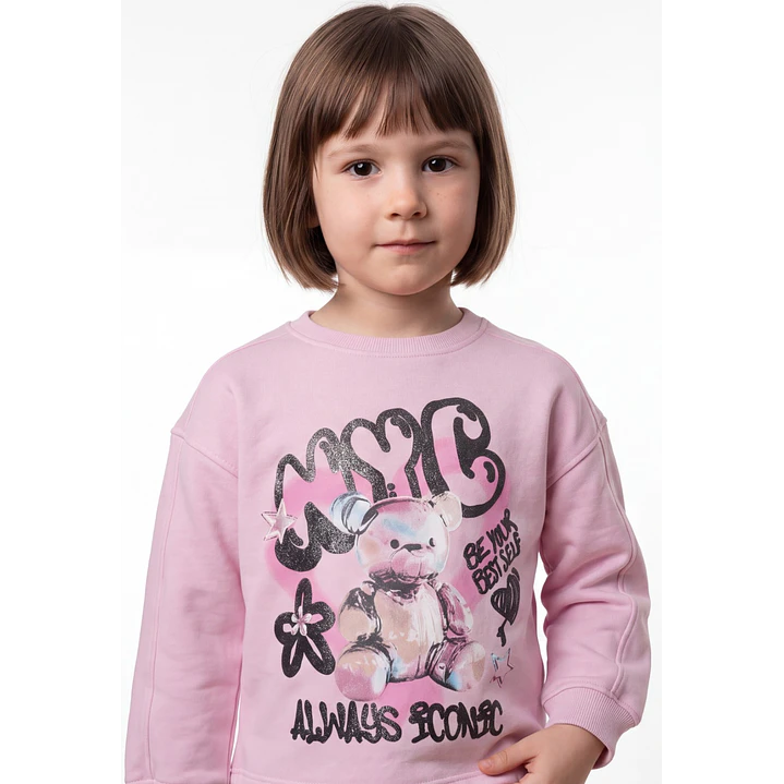 Polerón Oso Niña Rosado 4