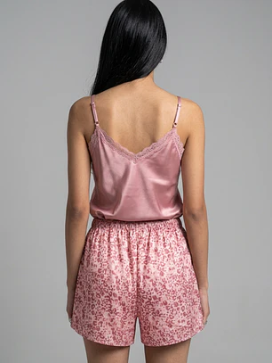 Pijama Corto Satin Mujer Rosado