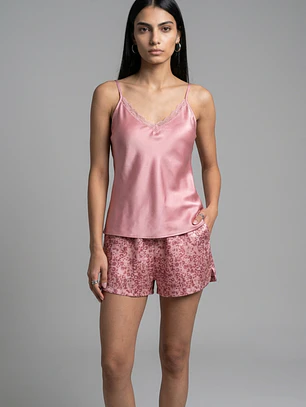Pijama Corto Satin Mujer Rosado