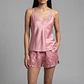 Pijama Corto Satin Mujer Rosado - Miniatura 1