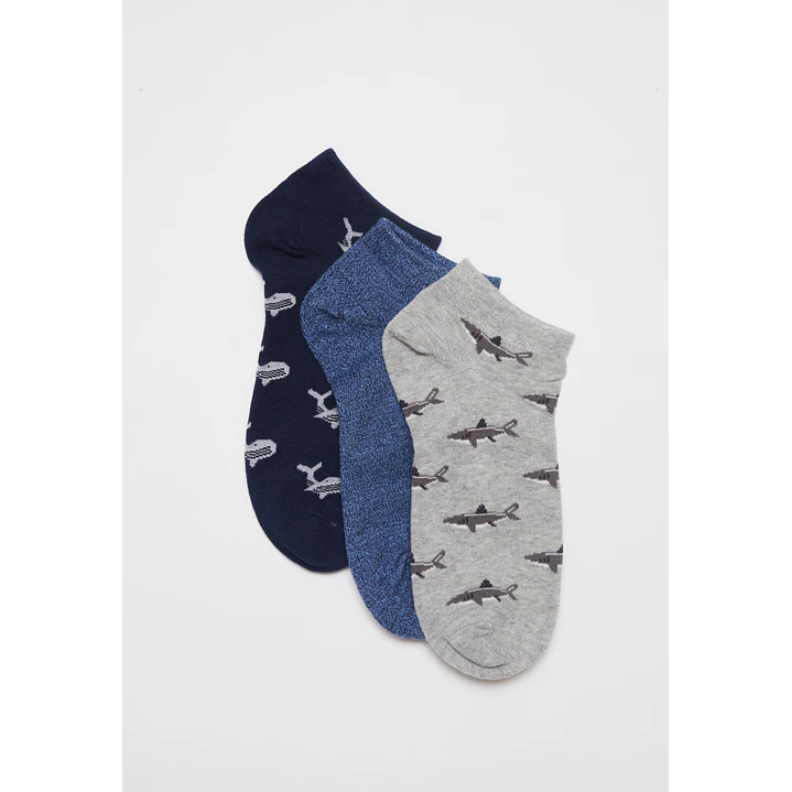 Calcetín Corto Tripack Hombre Gris 1
