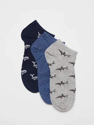 Calcetín Corto Tripack Hombre Gris