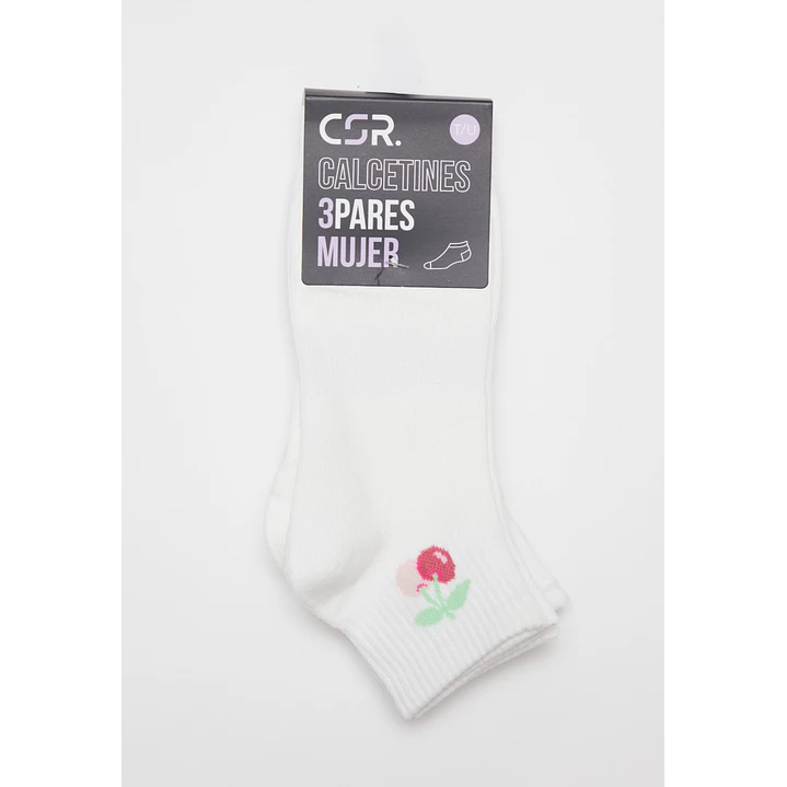 Calcetín Corto Tripack Mujer Blanco 2