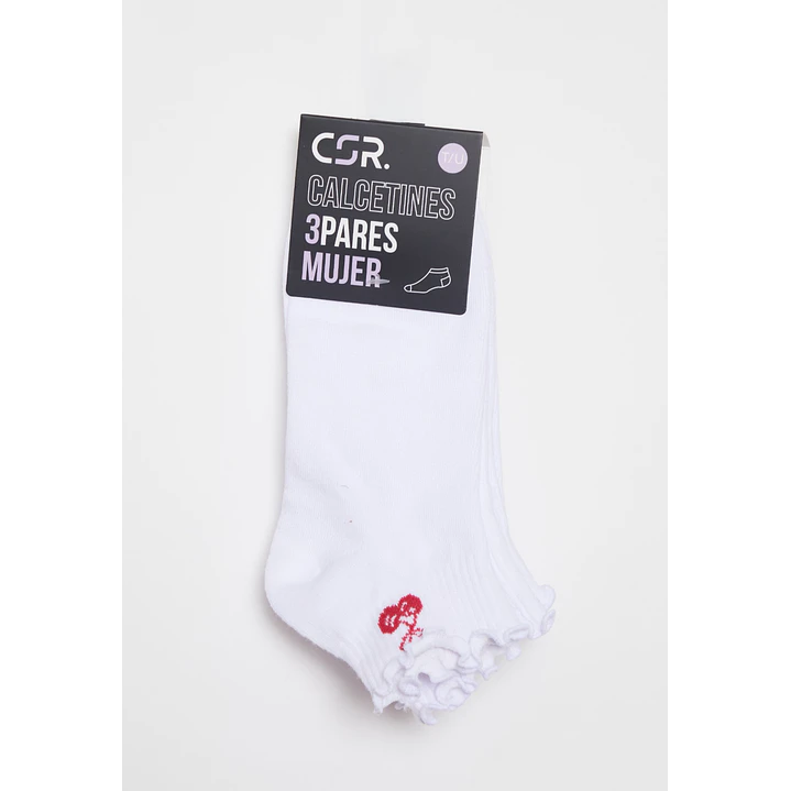 Calcetín Corto Tripack Mujer Blanco 2