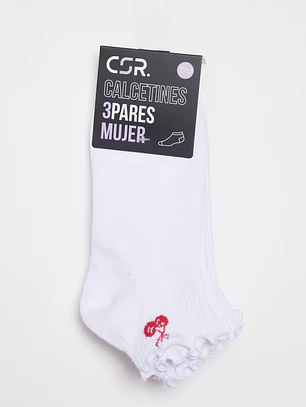 Calcetín Corto Tripack Mujer Blanco