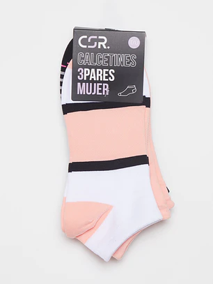 Calcetín Sport Tripack Mujer Rosado