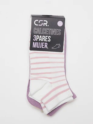 Calcetín Sport Tripack Mujer Crudo