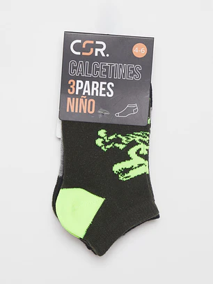 Calcetín Corto Tripack Niño Verde