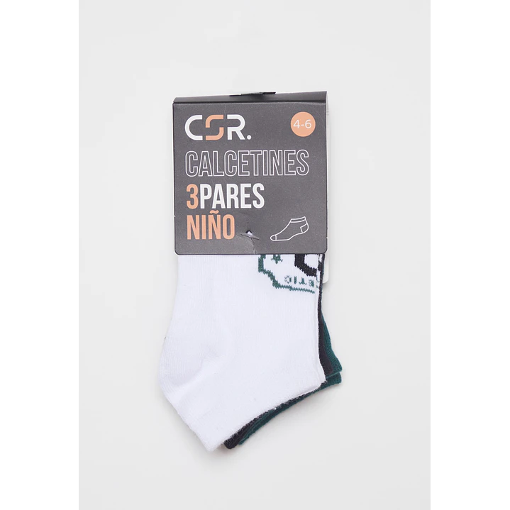 Calcetín Corto Tripack Niño Blanco 2