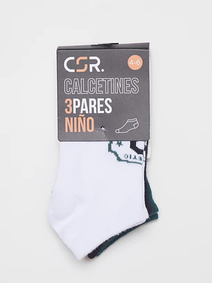 Calcetín Corto Tripack Niño Blanco