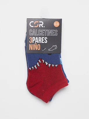 Calcetín Corto Tripack Niño Azul