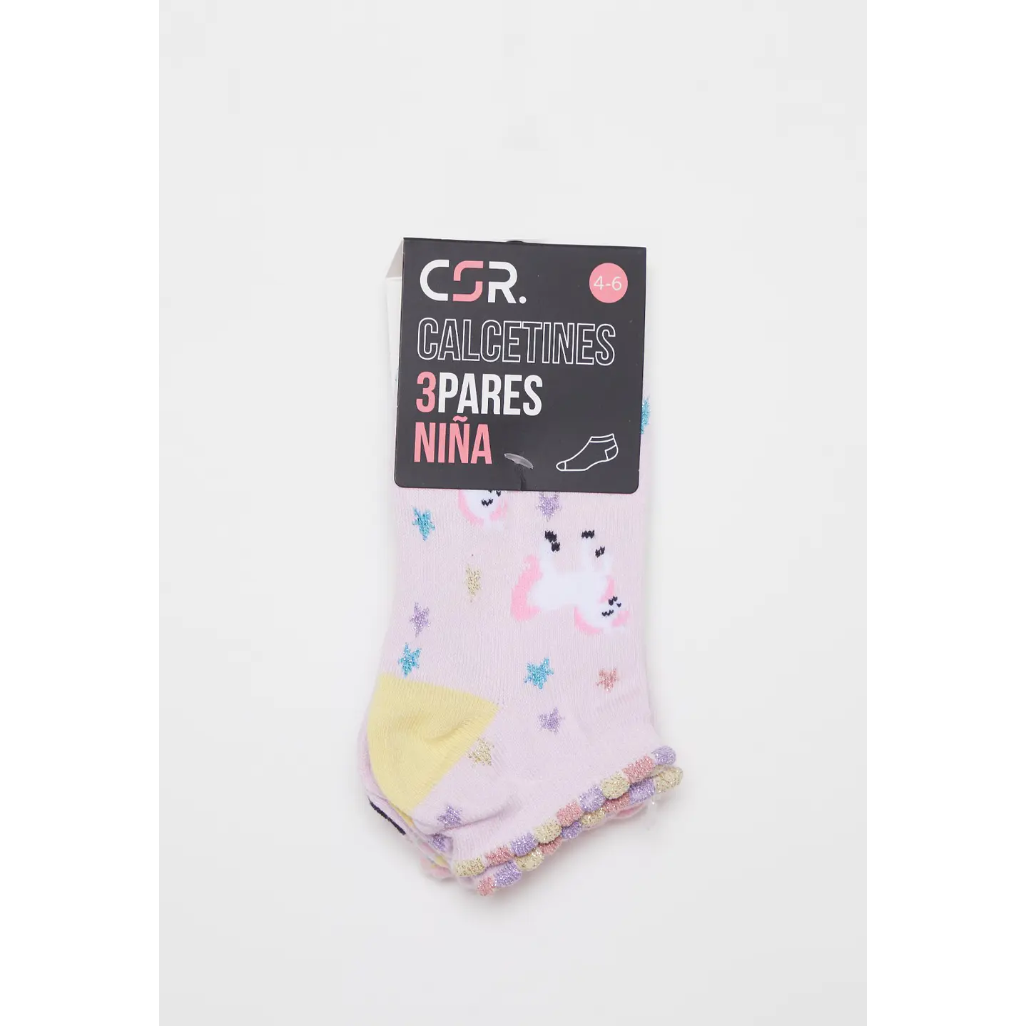 Calcetín Corto Tripack Niña Rosado 2