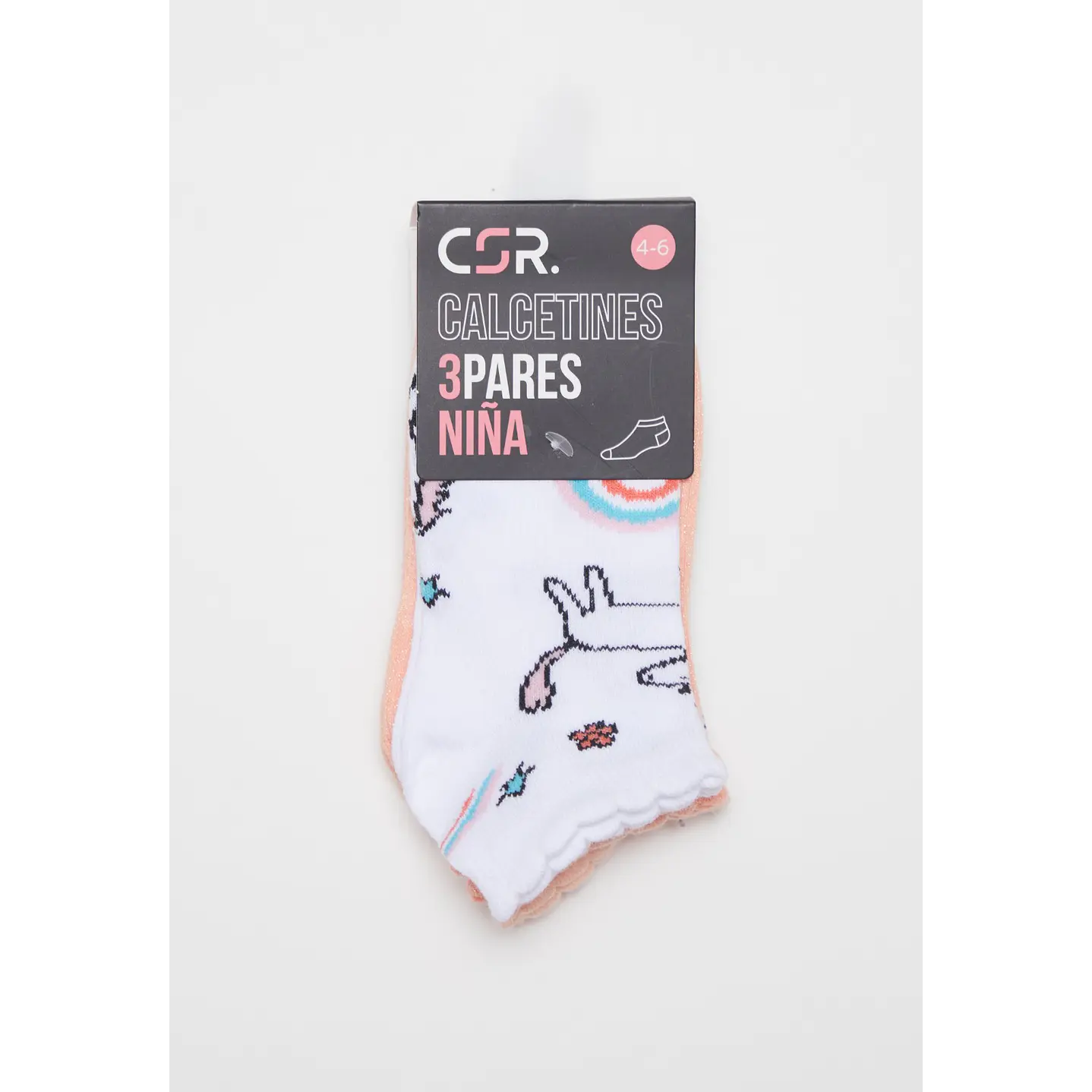 Calcetín Corto Tripack Niña Blanco 2