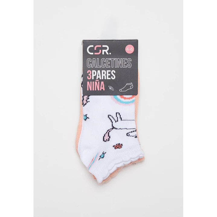 Calcetín Corto Tripack Niña Blanco 2