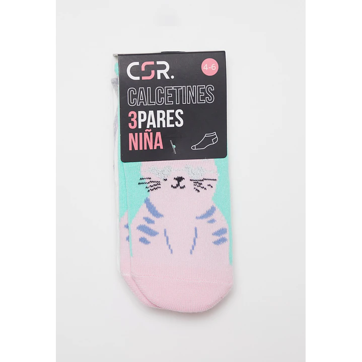 Calcetín Corto Tripack Niña Turquesa 2