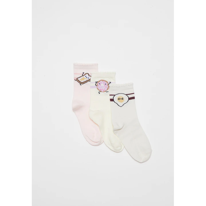 Calcetín Largo Tripack Niña Rosado 1