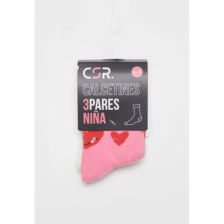 Calcetín Largo Tripack Niña Rosado 2