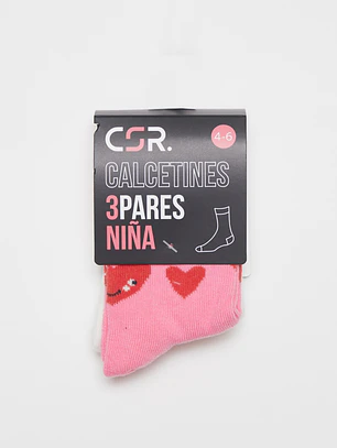 Calcetín Largo Tripack Niña Rosado