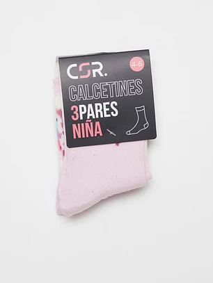 Calcetín Largo Tripack Niña Rosado
