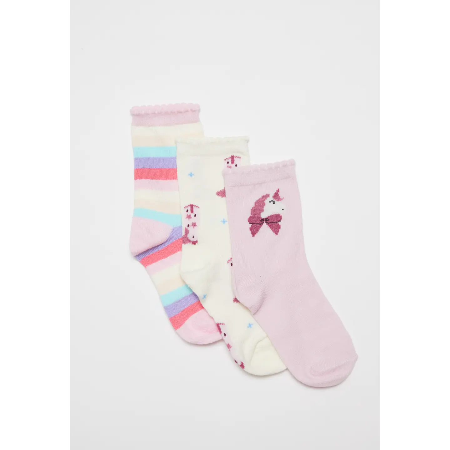 Calcetín Largo Tripack Niña Rosado 1