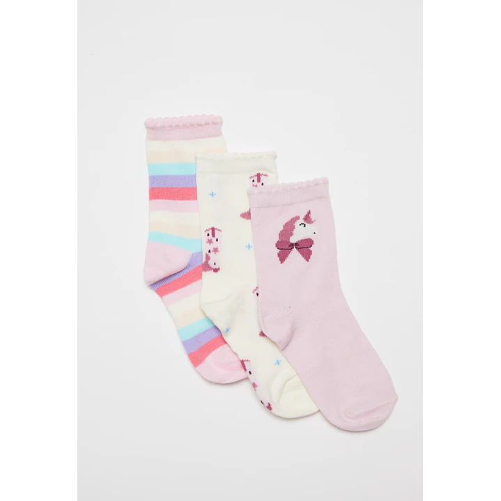 Calcetín Largo Tripack Niña Rosado 1