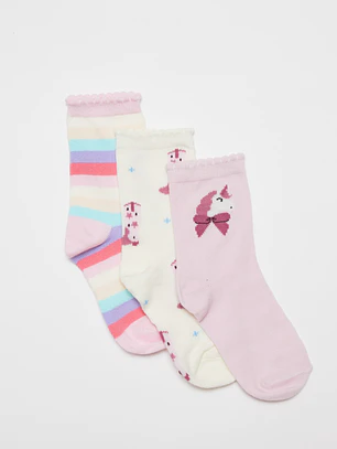 Calcetín Largo Tripack Niña Rosado