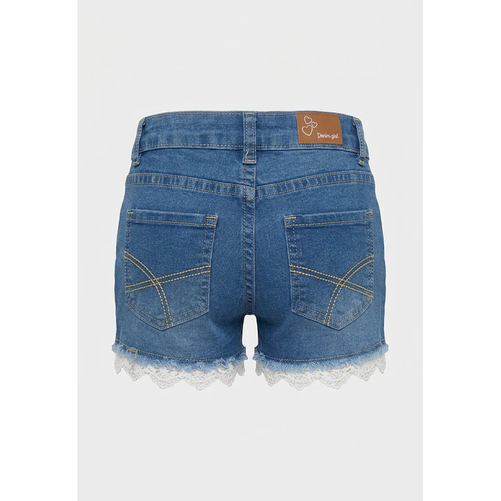 Short Denim Bordado Niña Azul 2