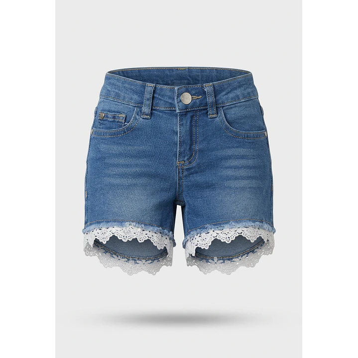 Short Denim Bordado Niña Azul 1