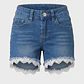 Short Denim Bordado Niña Azul - Miniatura 1