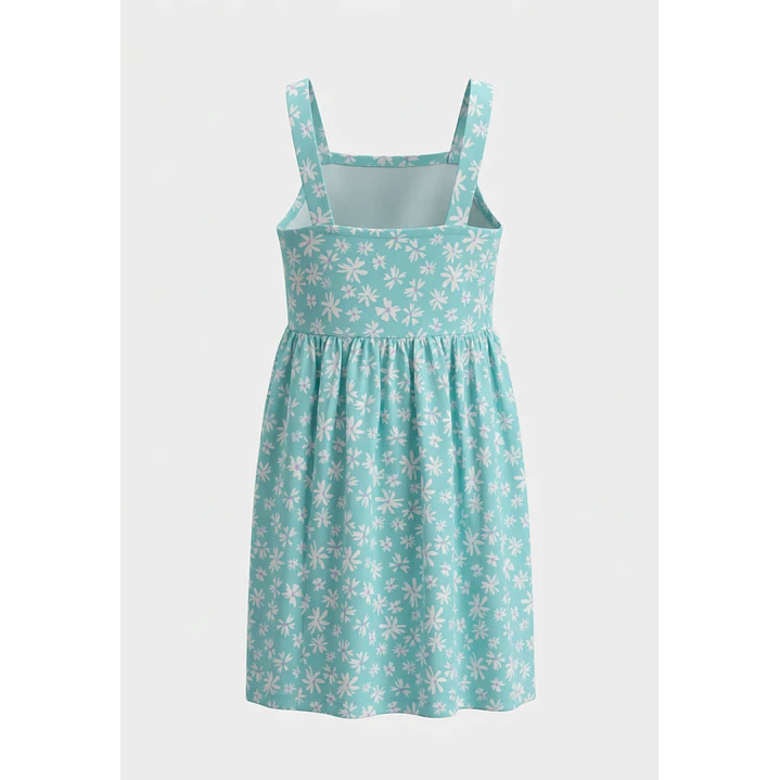 Vestido Botones Niña Turquesa 2