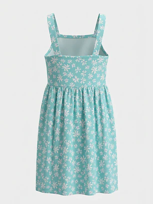 Vestido Botones Niña Turquesa