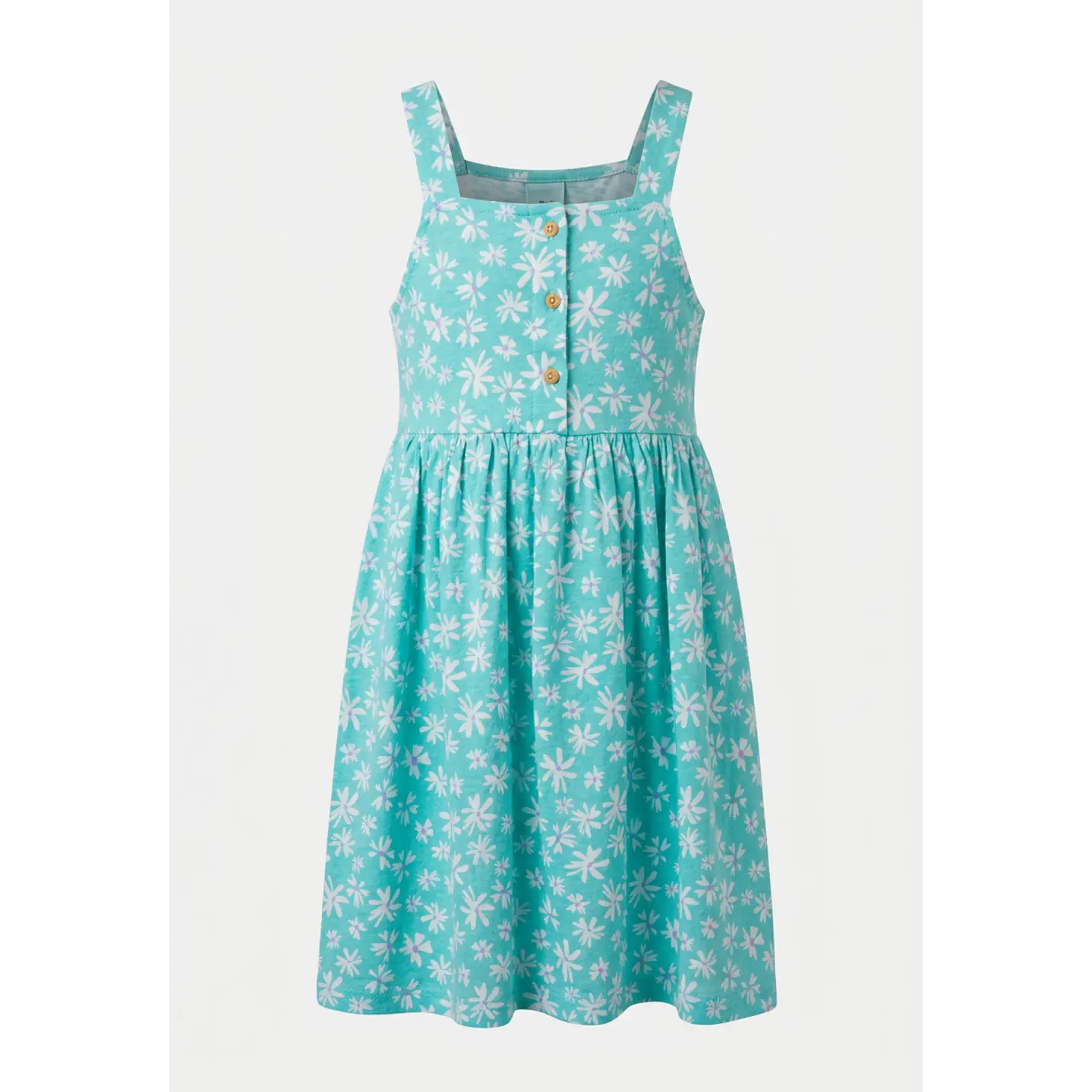 Vestido Botones Niña Turquesa 1