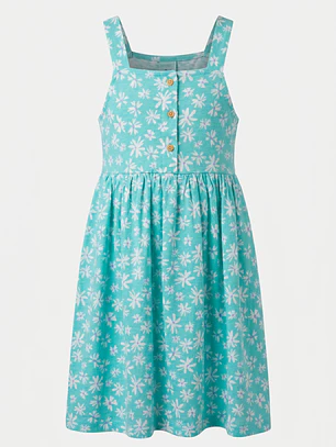 Vestido Botones Niña Turquesa