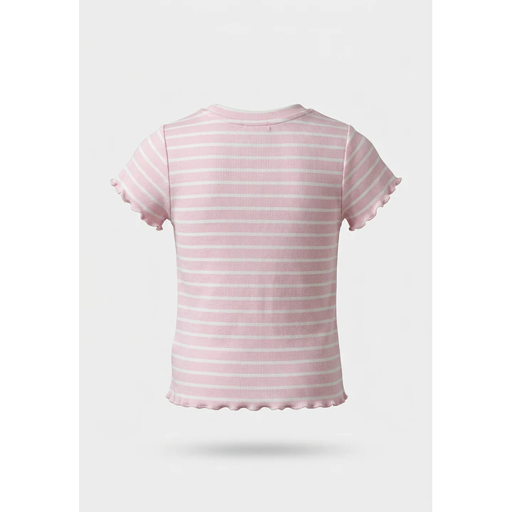 Polera Rib Rulet Niña Rosado 2