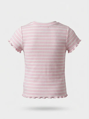 Polera Rib Rulet Niña Rosado