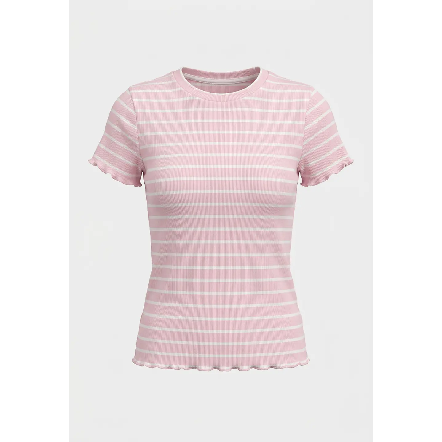 Polera Rib Rulet Niña Rosado 1
