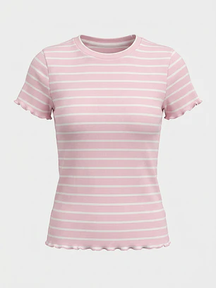 Polera Rib Rulet Niña Rosado