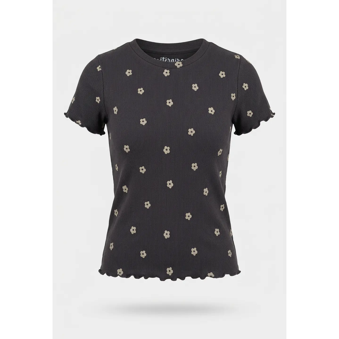 Polera Rib Rulet Niña Gris 1