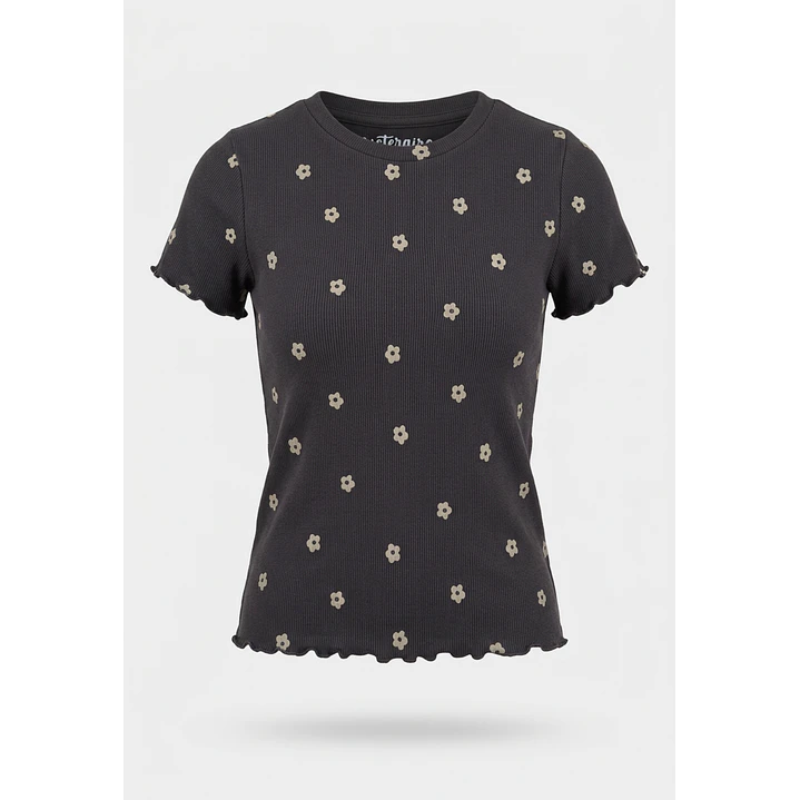 Polera Rib Rulet Niña Gris 1