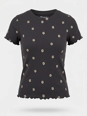 Polera Rib Rulet Niña Gris