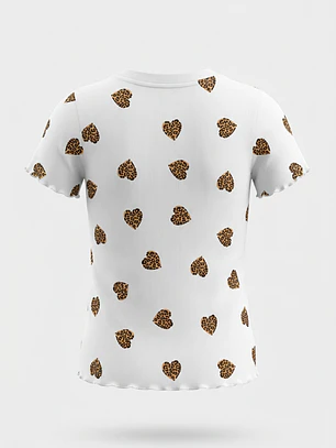 Polera Rib Heart Niña Blanco