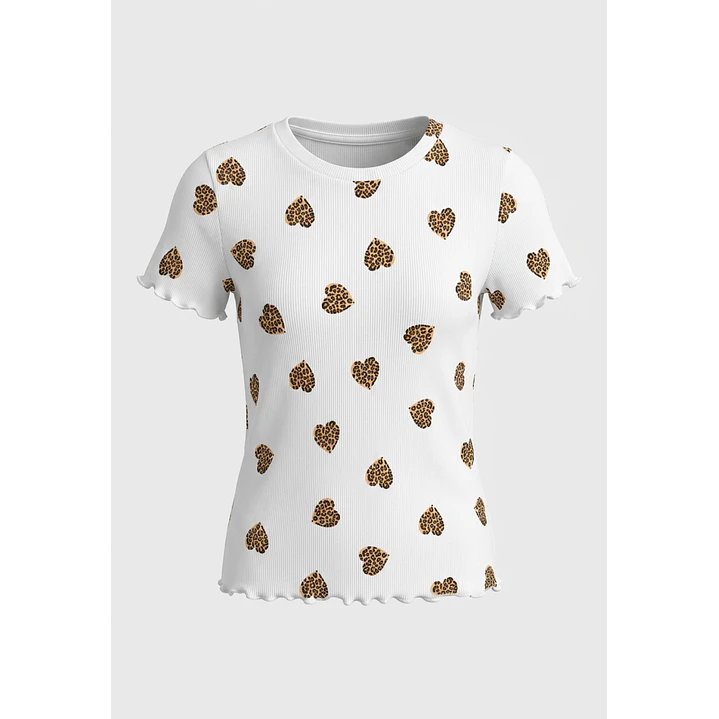 Polera Rib Heart Niña Blanco 1