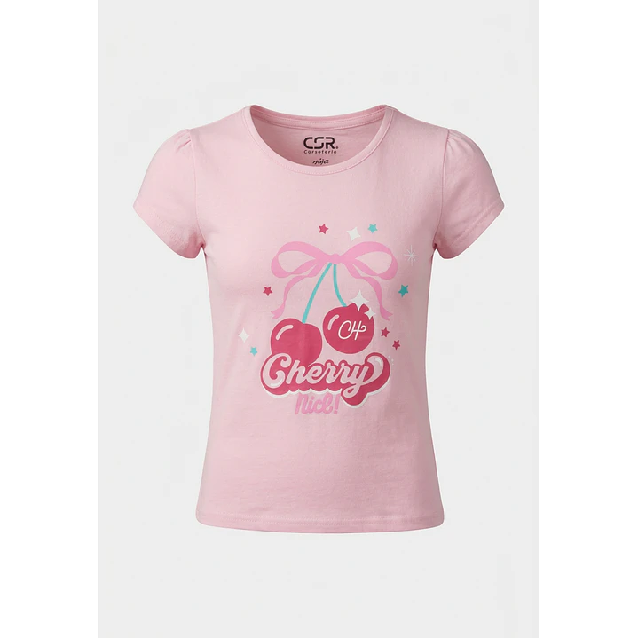 Pijama Corto Diseño Niña Rosado 1