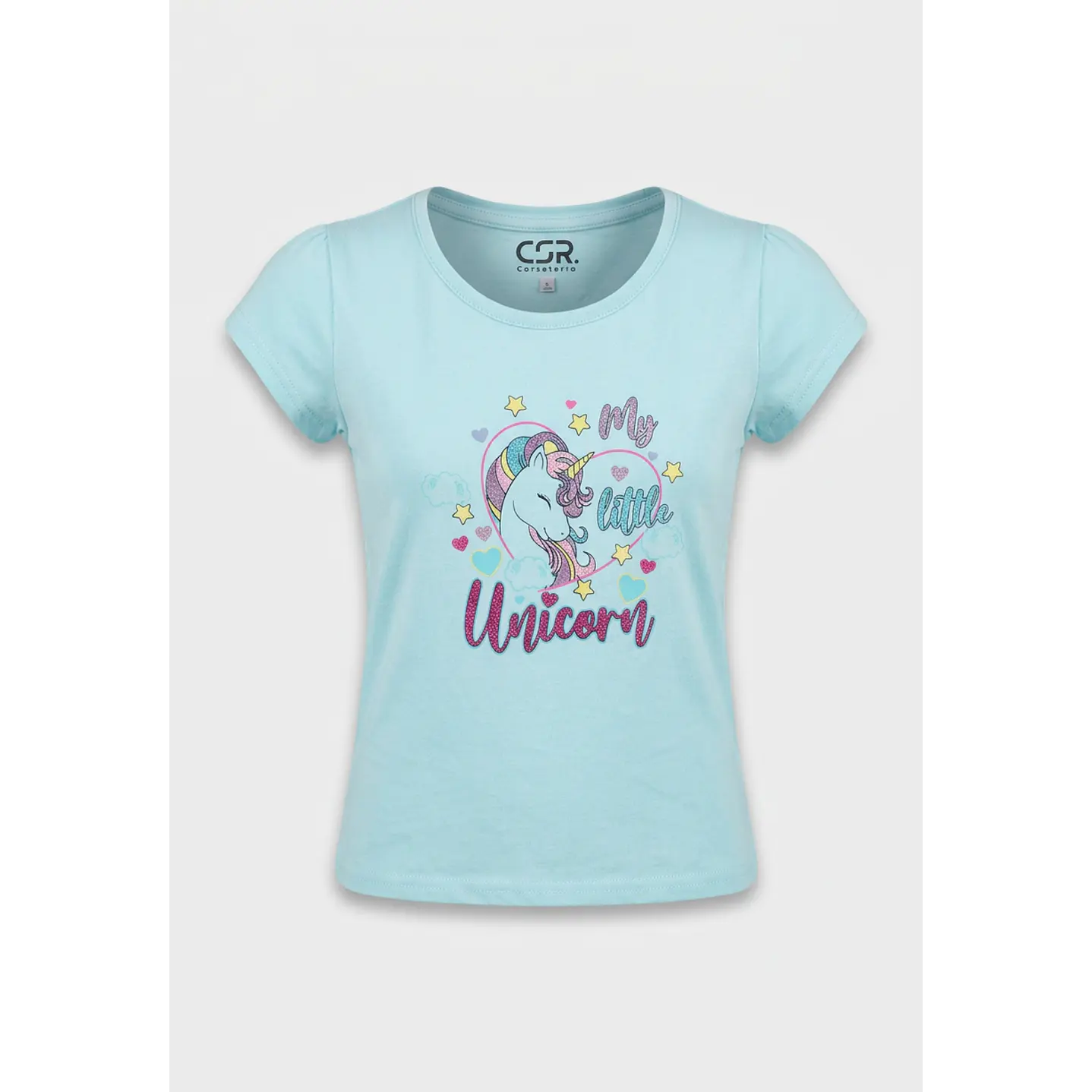 Pijama Corto Diseño Niña Celeste 1