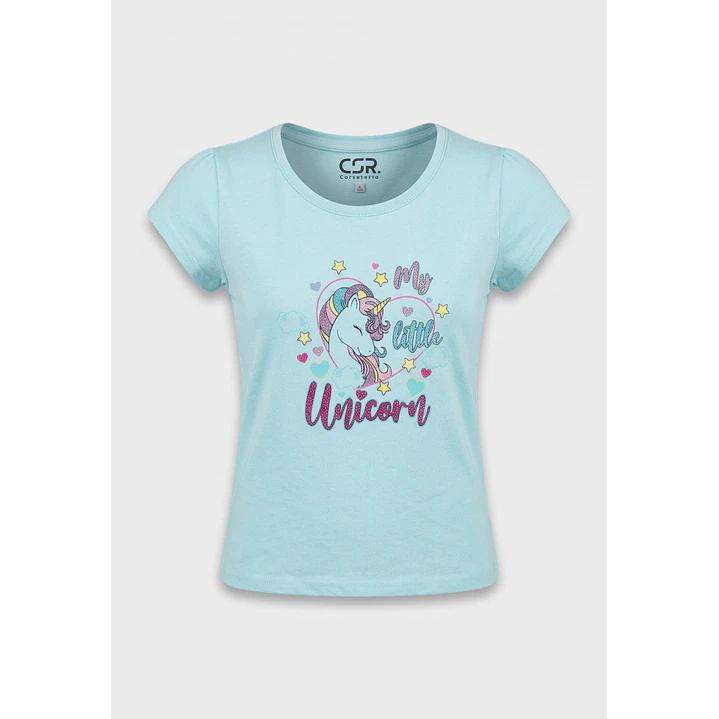 Pijama Corto Diseño Niña Celeste 1