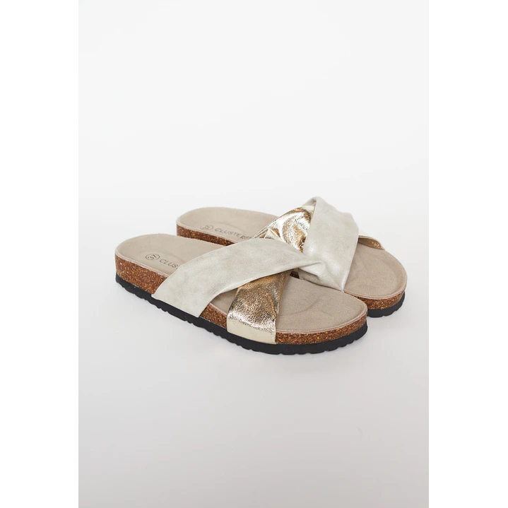 Sandalia Cruzada Mujer Beige 1