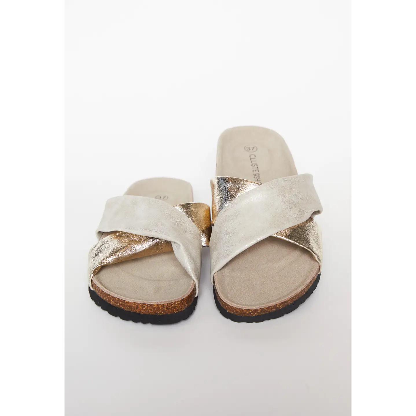 Sandalia Cruzada Mujer Beige 2