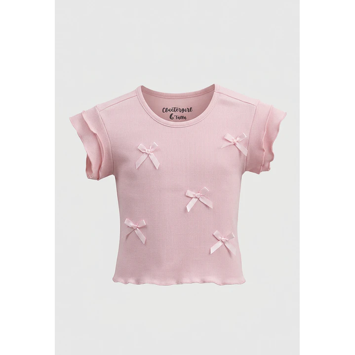 Polera Coquette Niña Rosado 1